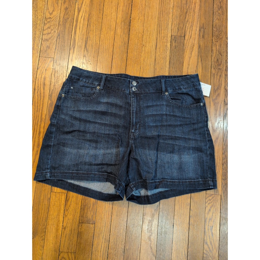 Maurices High Rise‎ Plus Size Dark Wash Denim Shorts Blue Stretch 22W Plus
